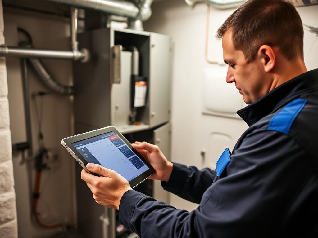 Technician documenting service on tablet